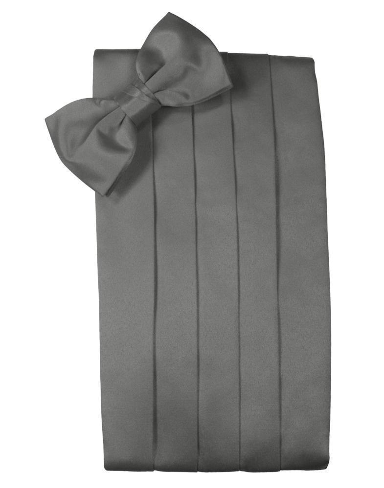 Set Luxury Satin Cummerbund & Bow Tie - Charcoal - Faja 