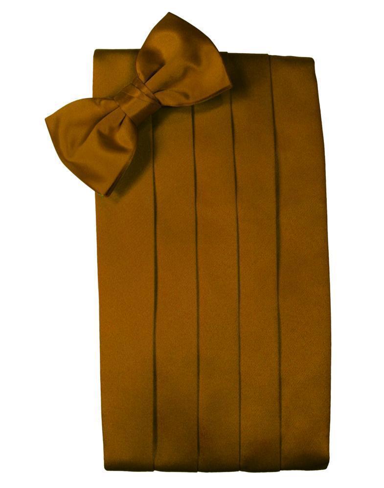 Set Luxury Satin Cummerbund & Bow Tie - Cognac - Faja 