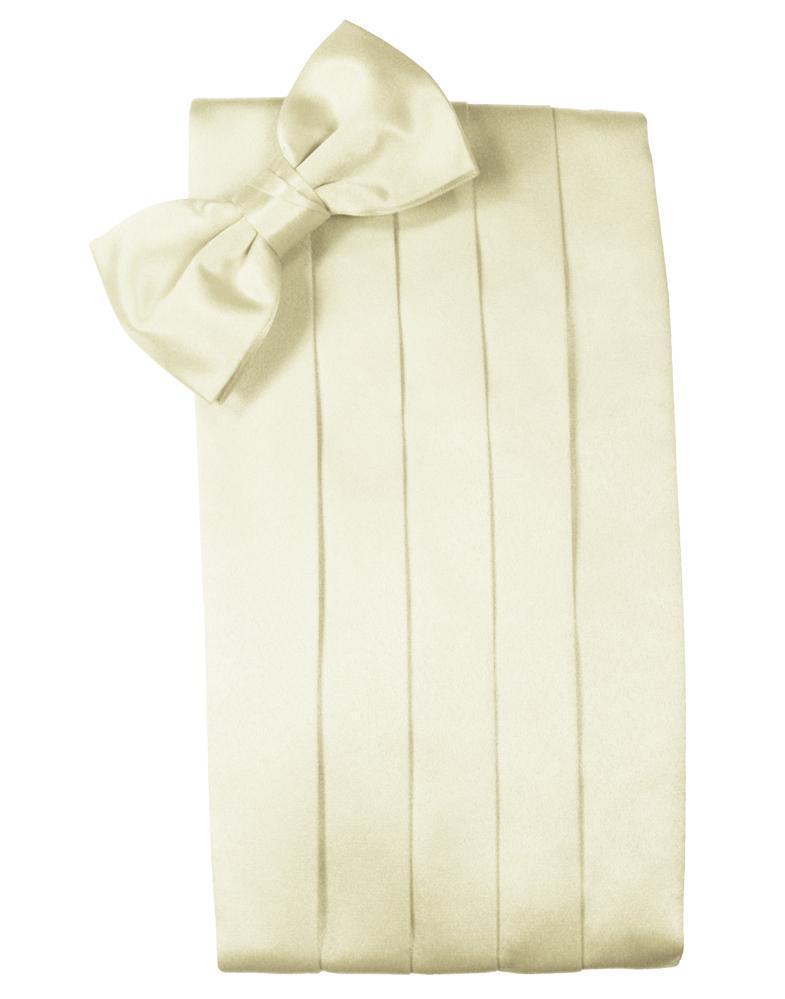 Set Luxury Satin Cummerbund & Bow Tie - Ivory - Faja 