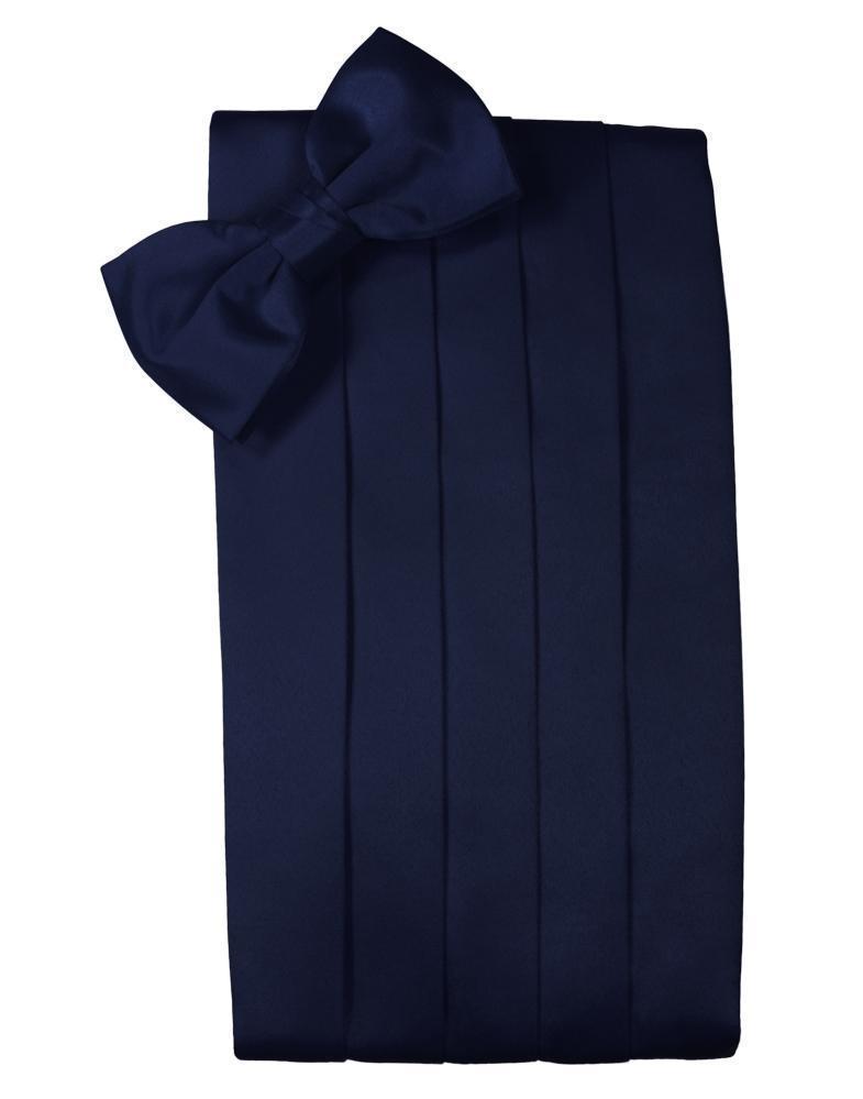 Set Luxury Satin Cummerbund & Bow Tie - Marine - Faja 