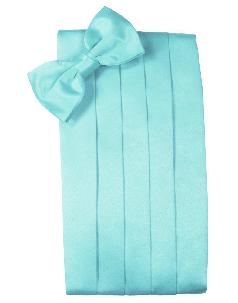 Set Luxury Satin Cummerbund & Bow Tie - Pool - Faja 