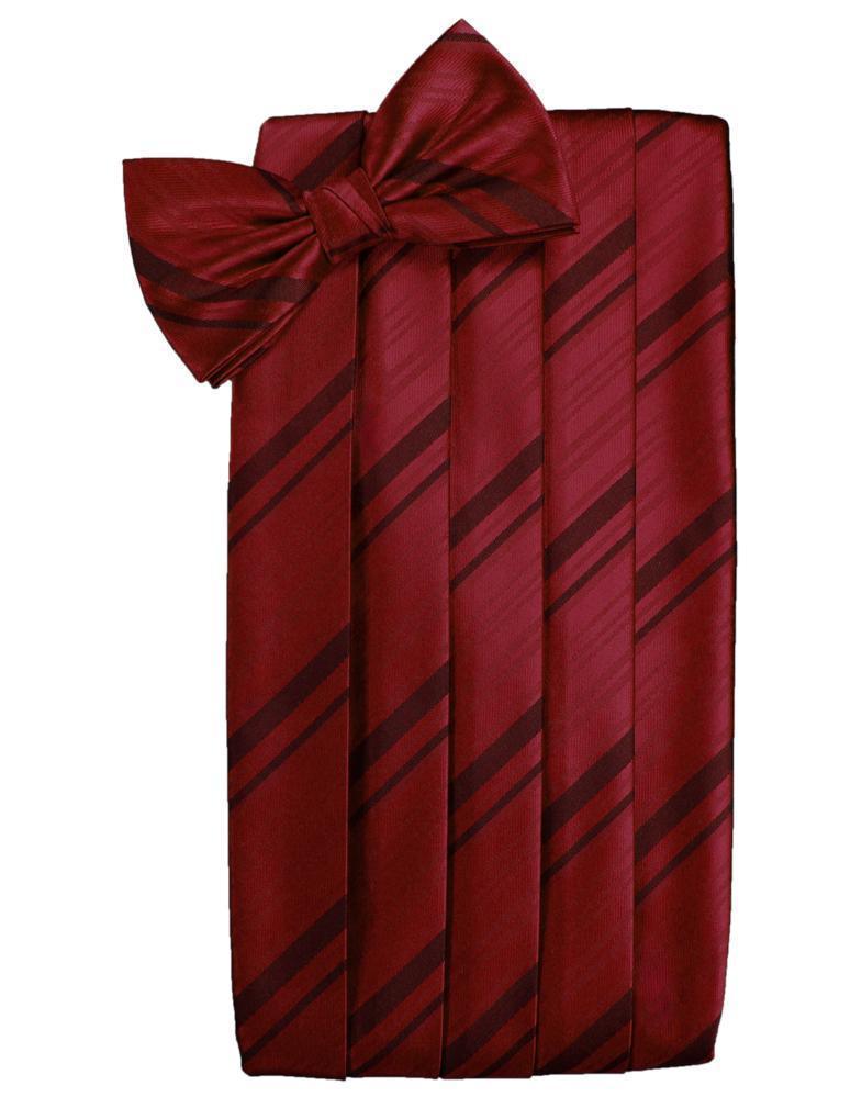 Set Striped Satin Cummerbund & Bow Tie - Apple - Faja 