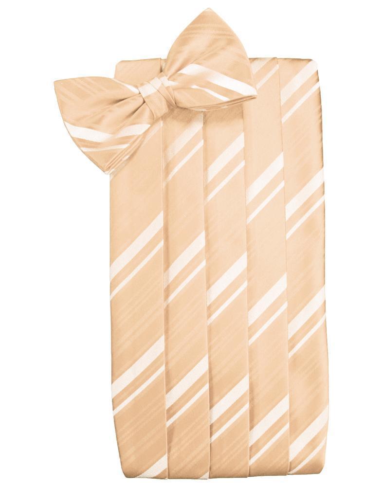 Set Striped Satin Cummerbund & Bow Tie - Apricot - Faja 