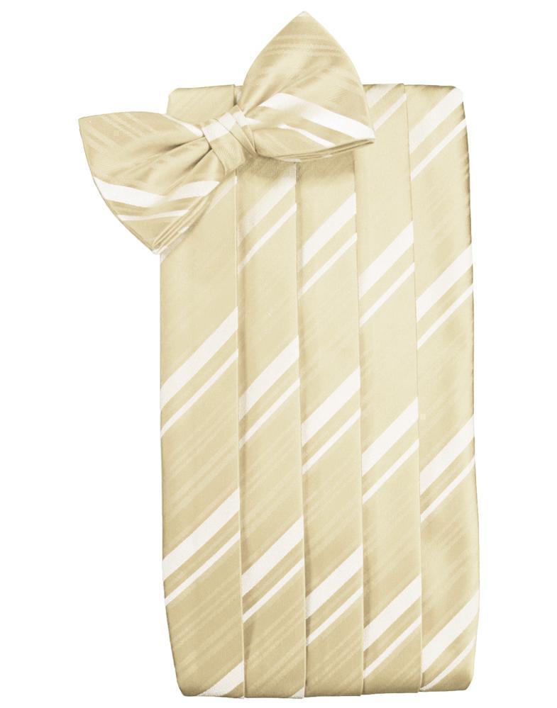 Set Striped Satin Cummerbund & Bow Tie - Bamboo - Faja 