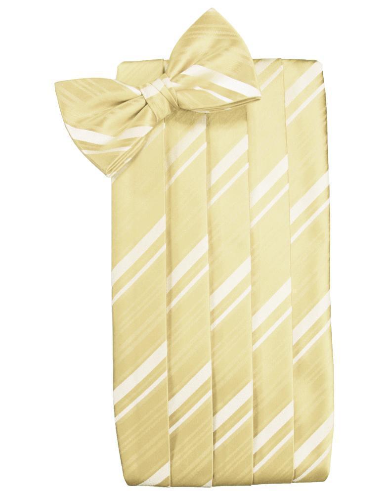 Set Striped Satin Cummerbund & Bow Tie - Banana - Faja 