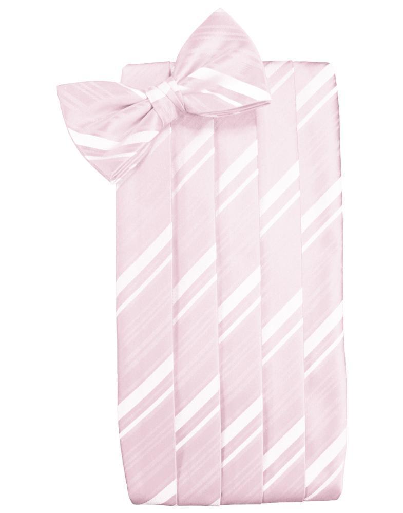 Set Striped Satin Cummerbund & Bow Tie - Blush - Faja 