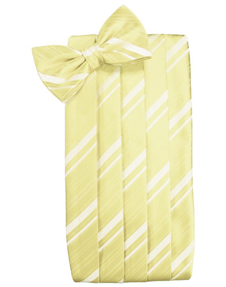 Set Striped Satin Cummerbund & Bow Tie - Canary - Faja 