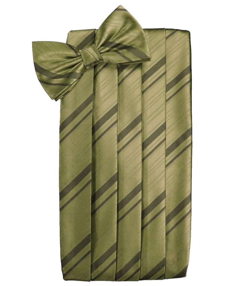 Set Striped Satin Cummerbund & Bow Tie - Fern - Faja 