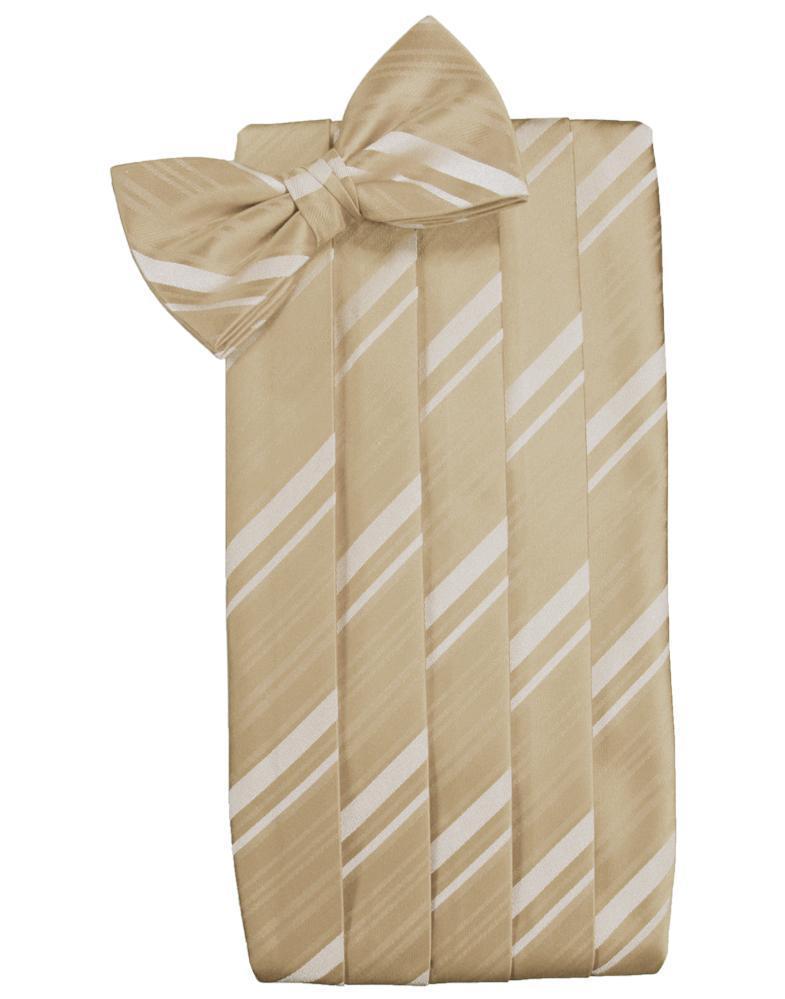 Set Striped Satin Cummerbund & Bow Tie - Golden - Faja 