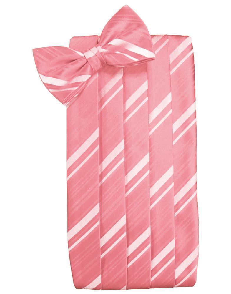 Set Striped Satin Cummerbund & Bow Tie - Guava - Faja 