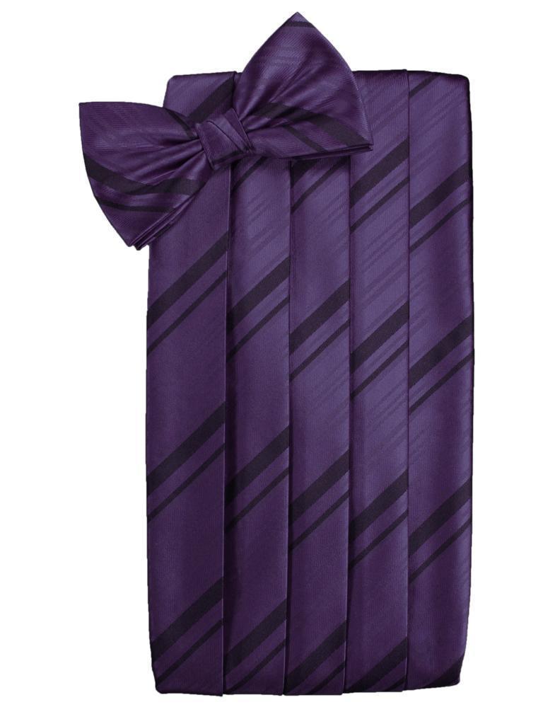 Set Striped Satin Cummerbund & Bow Tie - Lapis - Faja 