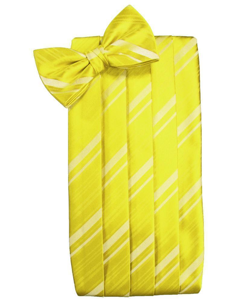 Set Striped Satin Cummerbund & Bow Tie - Lemon - Faja 