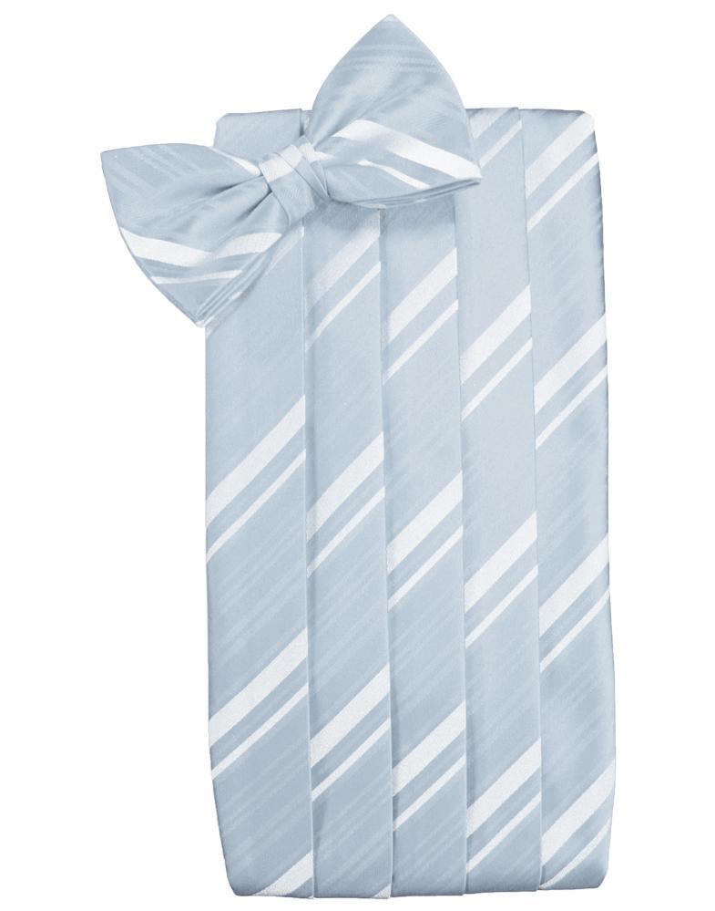 Set Striped Satin Cummerbund & Bow Tie - Light Blue - Faja 