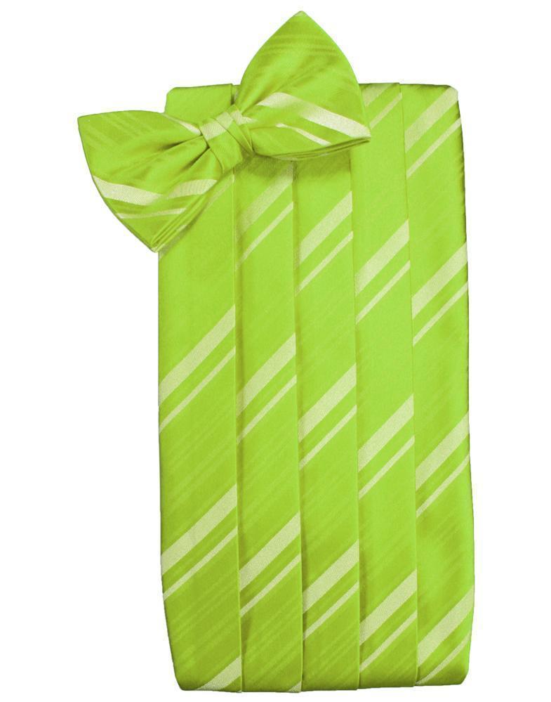 Set Striped Satin Cummerbund & Bow Tie - Lime - Faja 