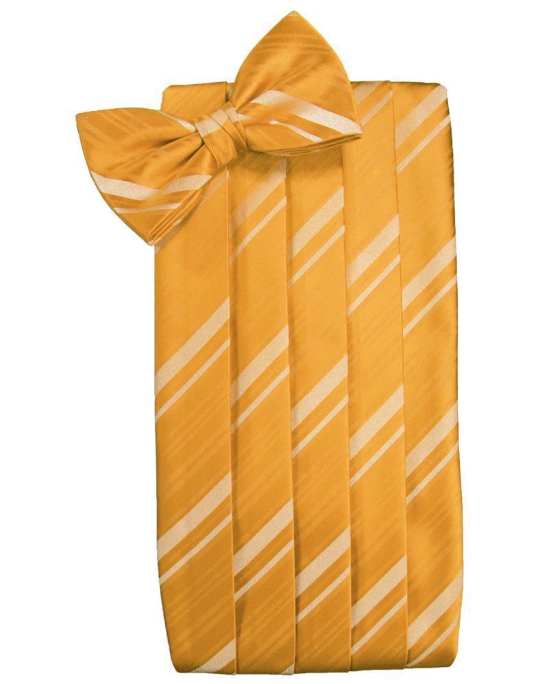 Set Striped Satin Cummerbund & Bow Tie - Mandarin - Faja 