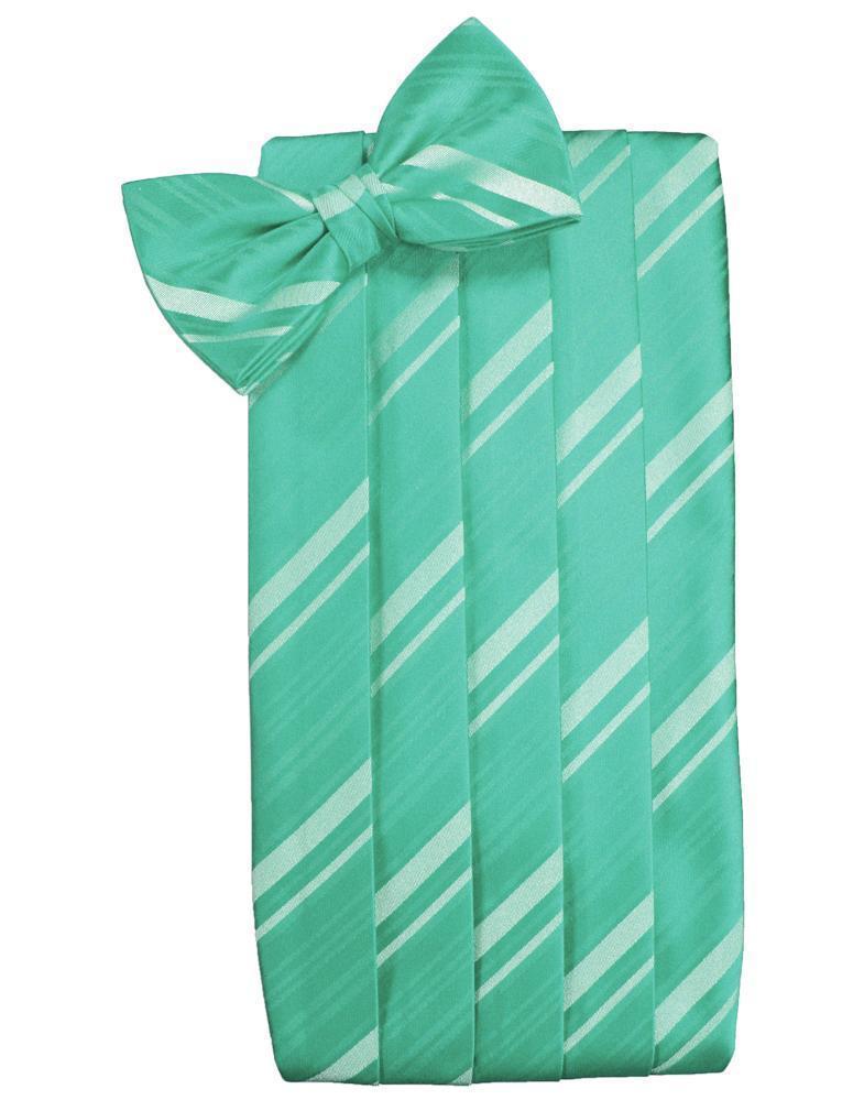 Set Striped Satin Cummerbund & Bow Tie - Mermaid - Faja 