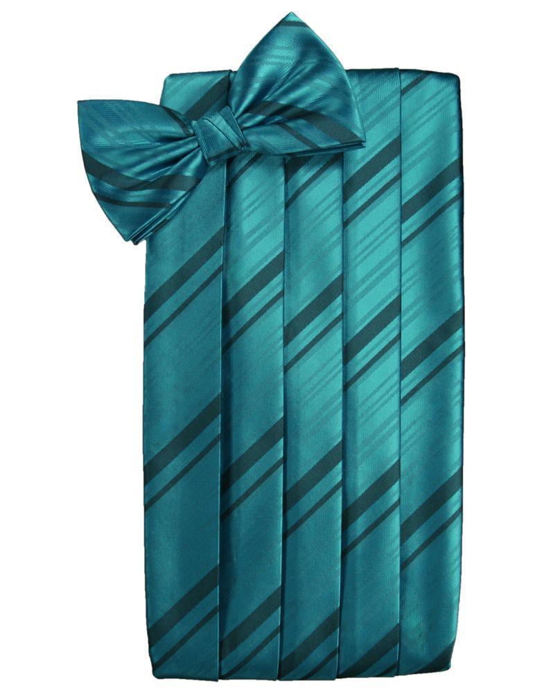 Set Striped Satin Cummerbund & Bow Tie - Oasis - Faja 