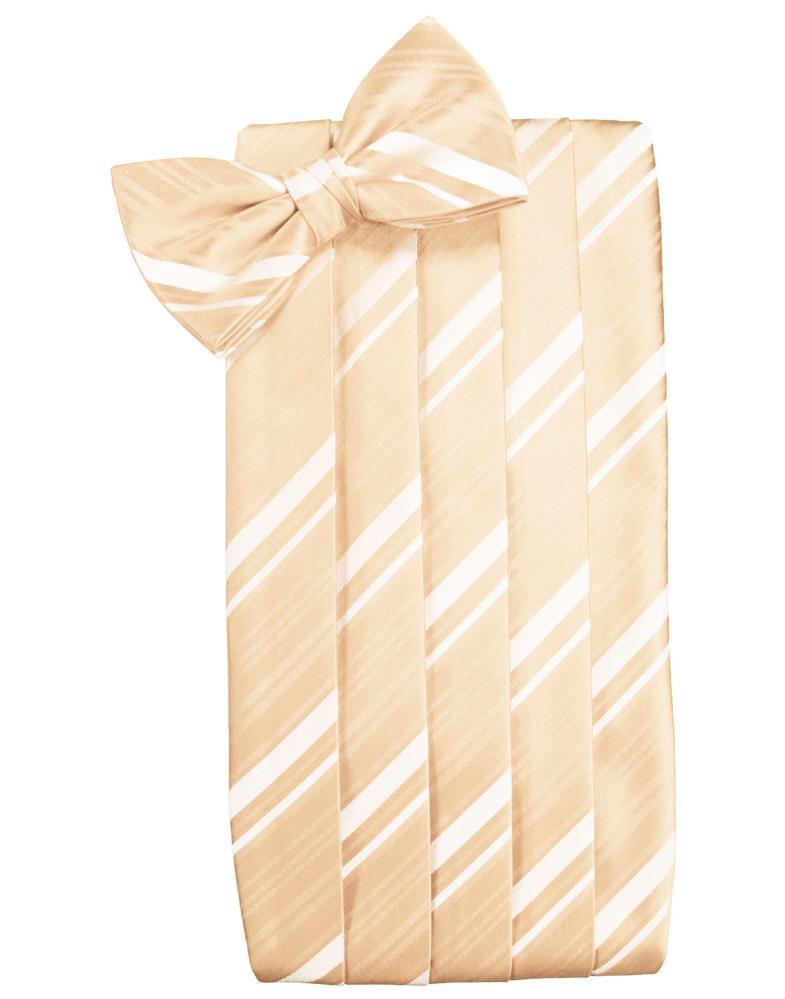 Set Striped Satin Cummerbund & Bow Tie - Peach - Faja 