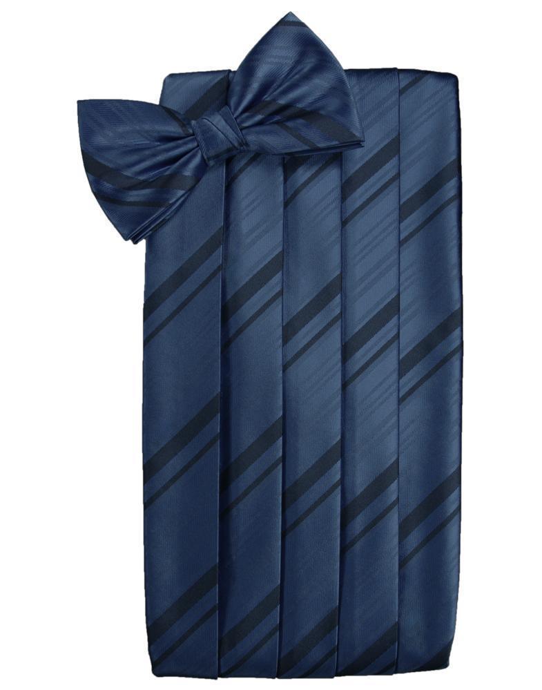 Set Striped Satin Cummerbund & Bow Tie - Peacock - Faja 