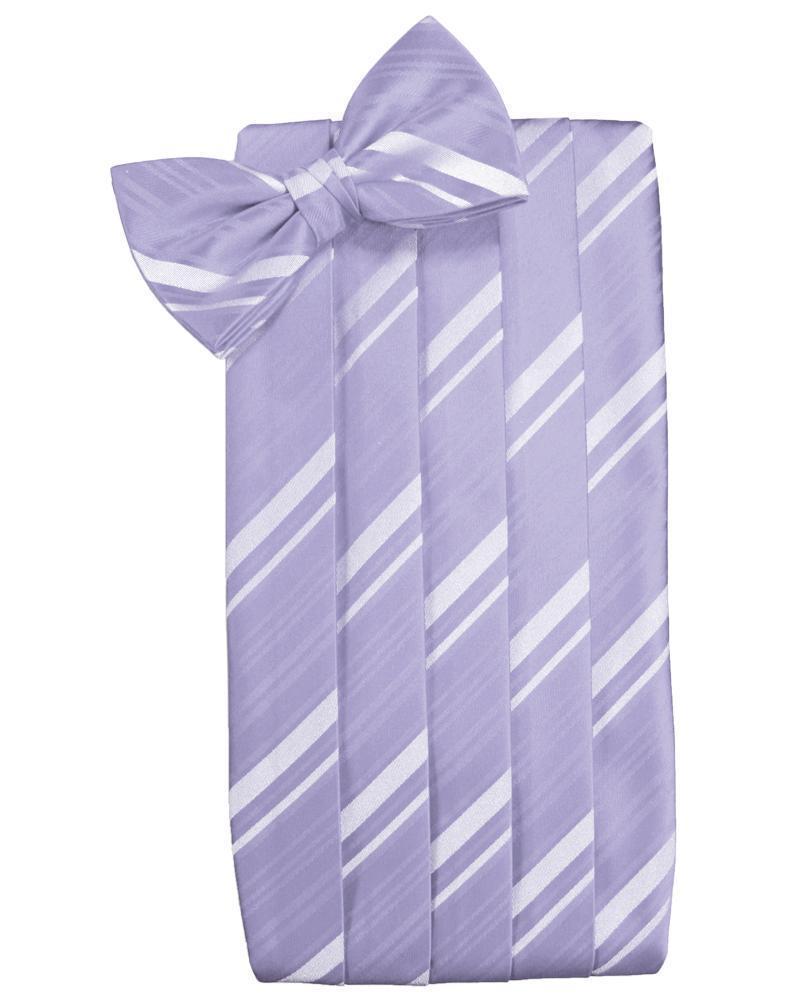 Set Striped Satin Cummerbund & Bow Tie - Periwinkle - Faja 