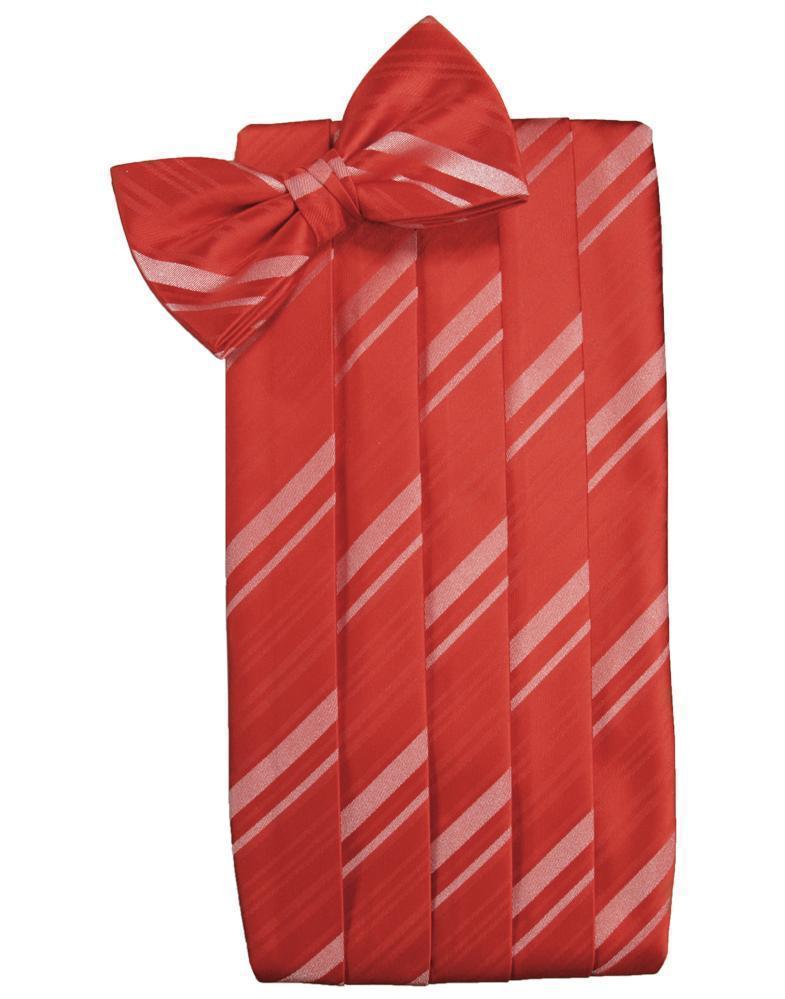 Set Striped Satin Cummerbund & Bow Tie - Persimmon - Faja 