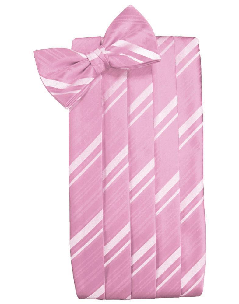 Set Striped Satin Cummerbund & Bow Tie - Rose Petal - Faja 