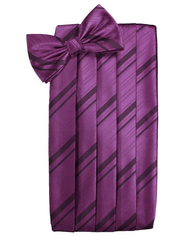 Set Striped Satin Cummerbund & Bow Tie - Sangria - Faja 