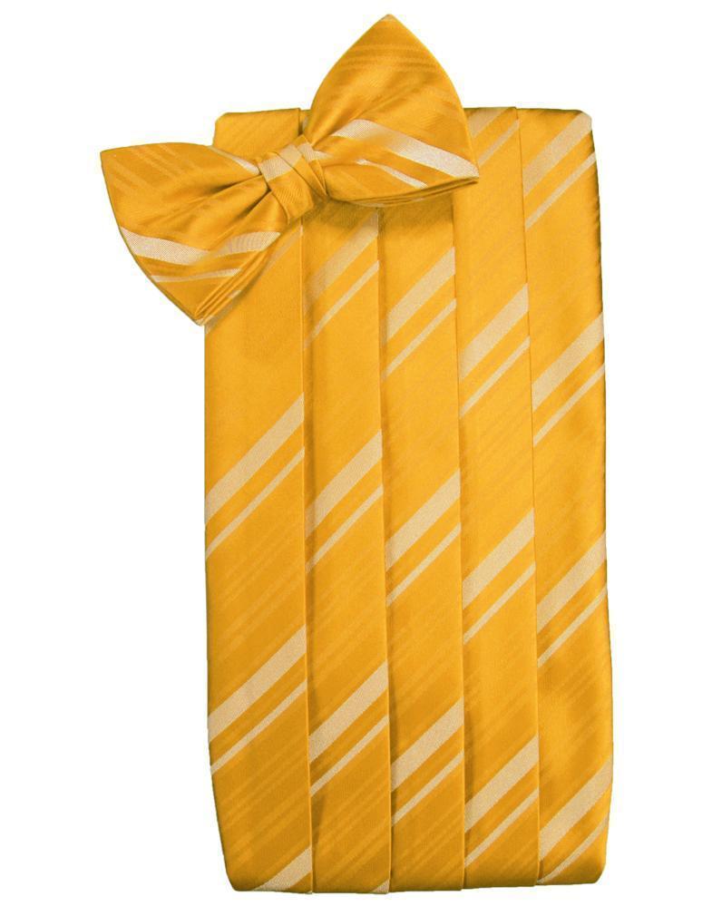 Set Striped Satin Cummerbund & Bow Tie - Tangerine - Faja 