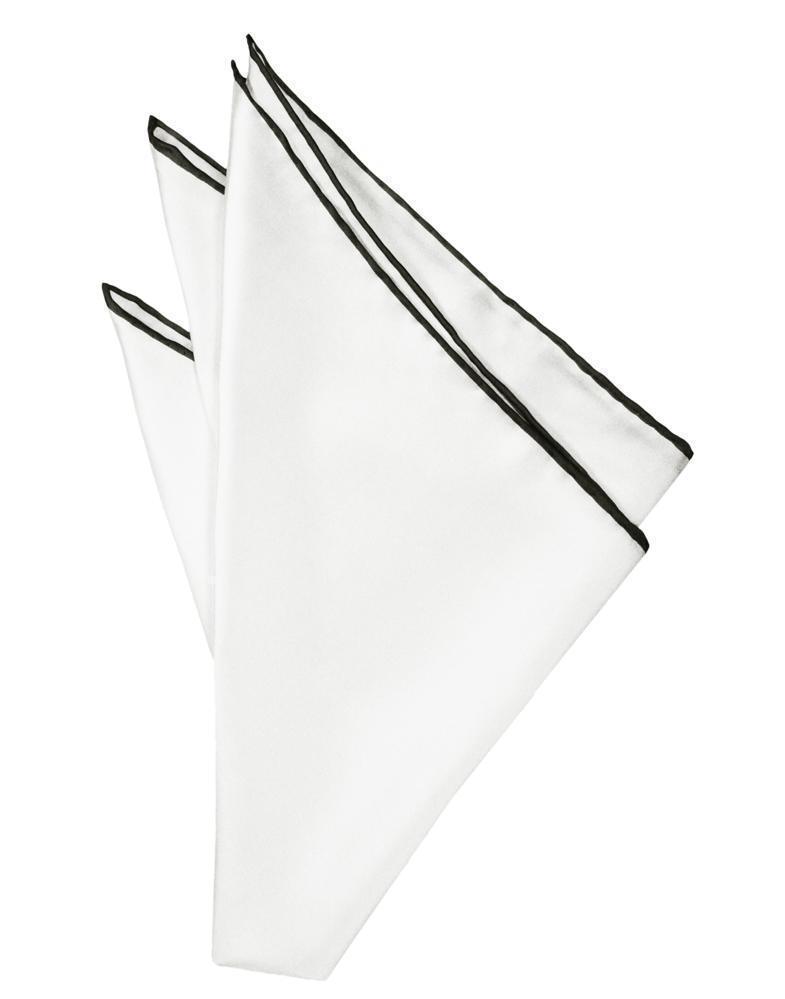 Silk Hand Rolled Trim Pocket Square - White/Black - Pañuelo 