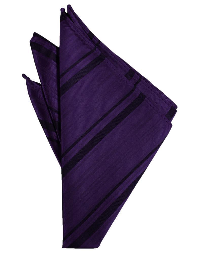 Striped Satin Pocket Square - Amethyst - Pañuelo Caballero