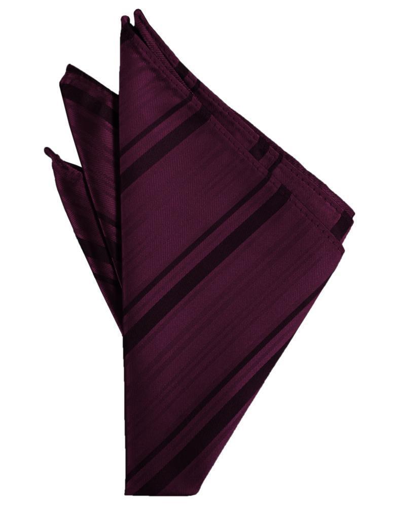 Striped Satin Pocket Square - Berry - Pañuelo Caballero