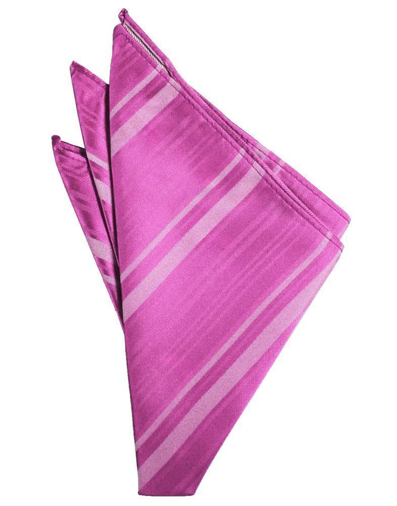 Striped Satin Pocket Square - Fuchsia - Pañuelo Caballero