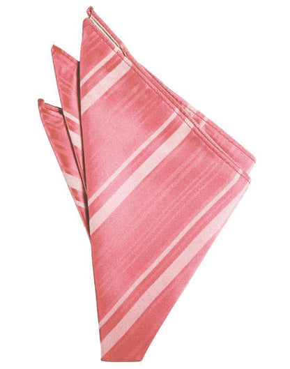 Striped Satin Pocket Square - Guava - Pañuelo Caballero