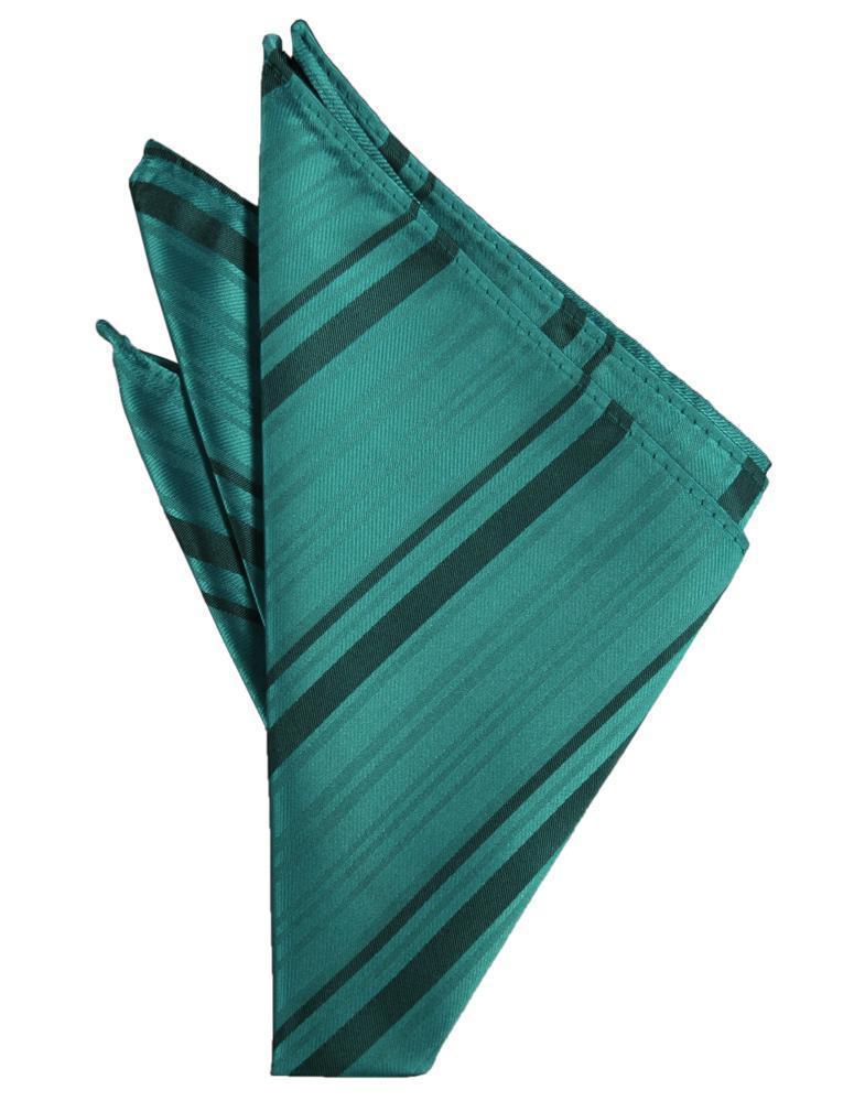 Striped Satin Pocket Square - Jade - Pañuelo Caballero