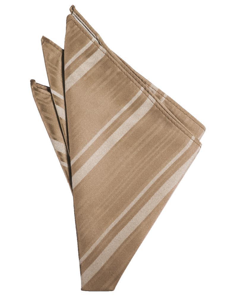 Striped Satin Pocket Square - Latte - Pañuelo Caballero