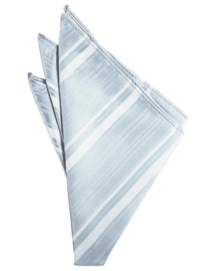 Striped Satin Pocket Square - Light Blue - Pañuelo Caballero