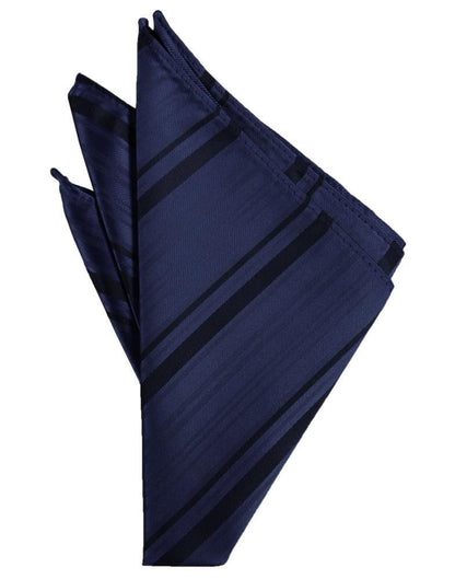 Striped Satin Pocket Square - Marine - Pañuelo Caballero