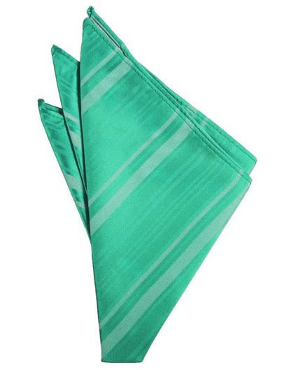 Striped Satin Pocket Square - Mermaid - Pañuelo Caballero