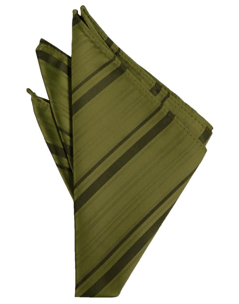 Striped Satin Pocket Square - Moss - Pañuelo Caballero