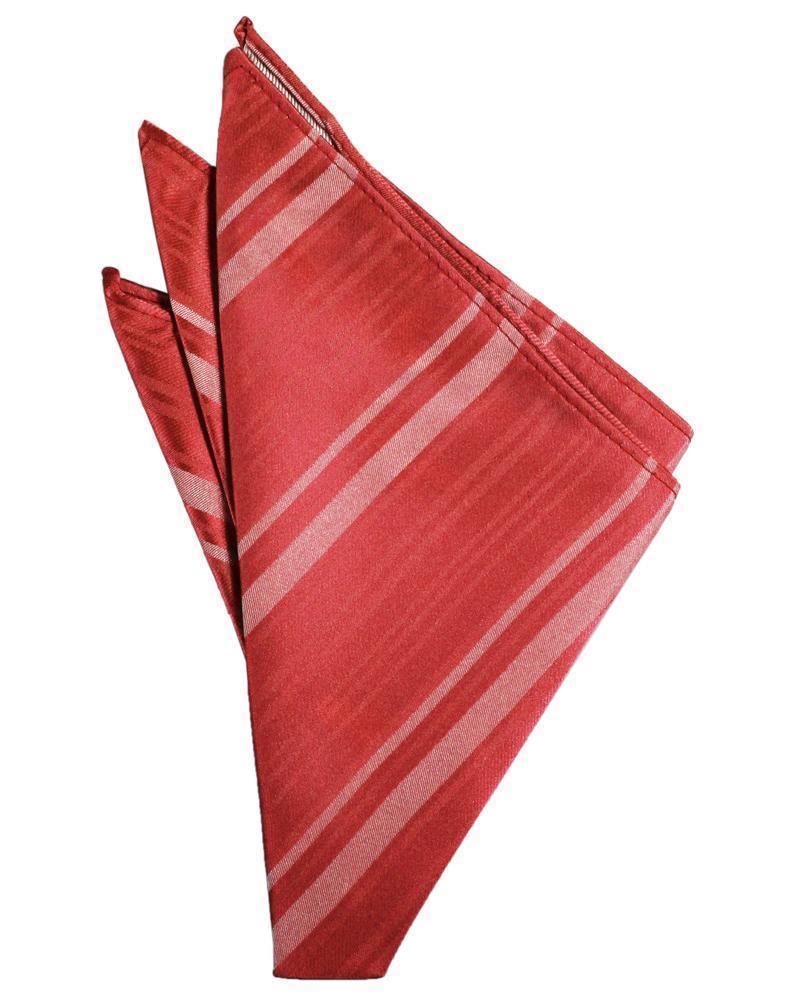 Striped Satin Pocket Square - Persimmon - Pañuelo Caballero