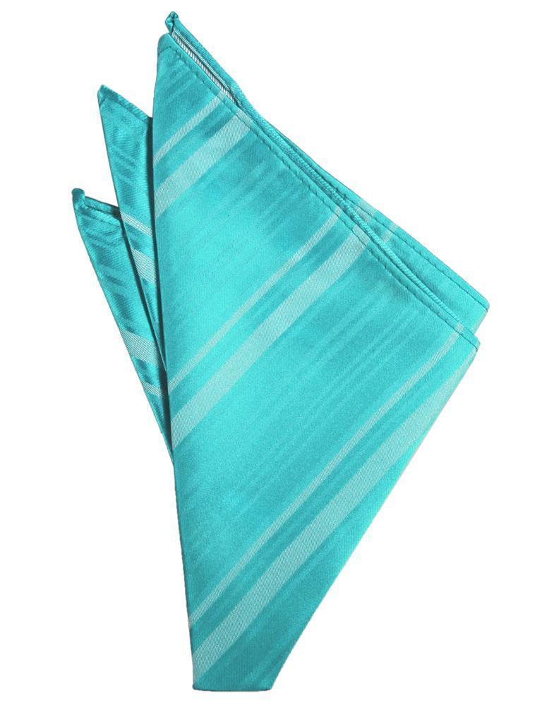 Striped Satin Pocket Square - Pool - Pañuelo Caballero