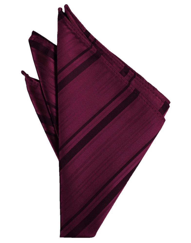 Striped Satin Pocket Square - Wine - Pañuelo Caballero