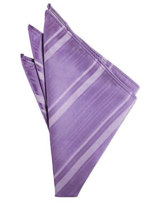 Striped Satin Pocket Square - Wisteria - Pañuelo Caballero