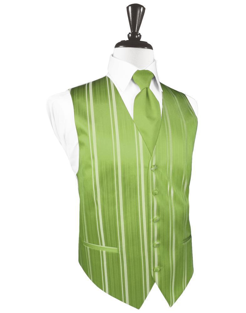 Striped Satin Tuxedo Vest 2 - XS / Clover - Chaleco 