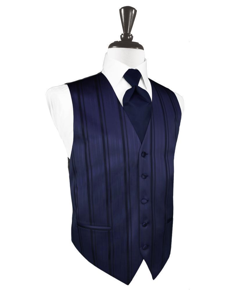 Striped Satin Tuxedo Vest 9 - XS / Marine - Chaleco 